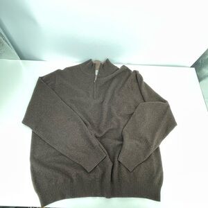 Men's Half-Zip Sweater Pullover in Chocolate Brown 100% Cashmere